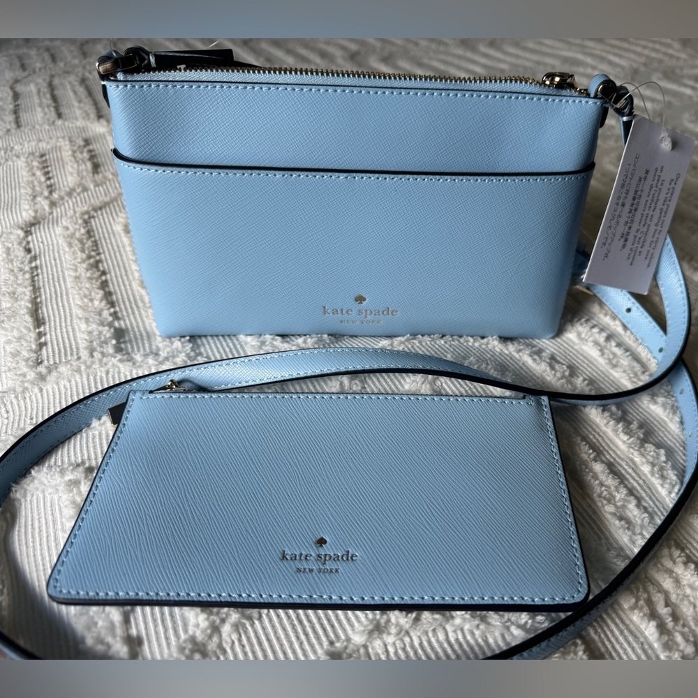 Kate Spade Sky Blue Crossbody Bag and Card Holder